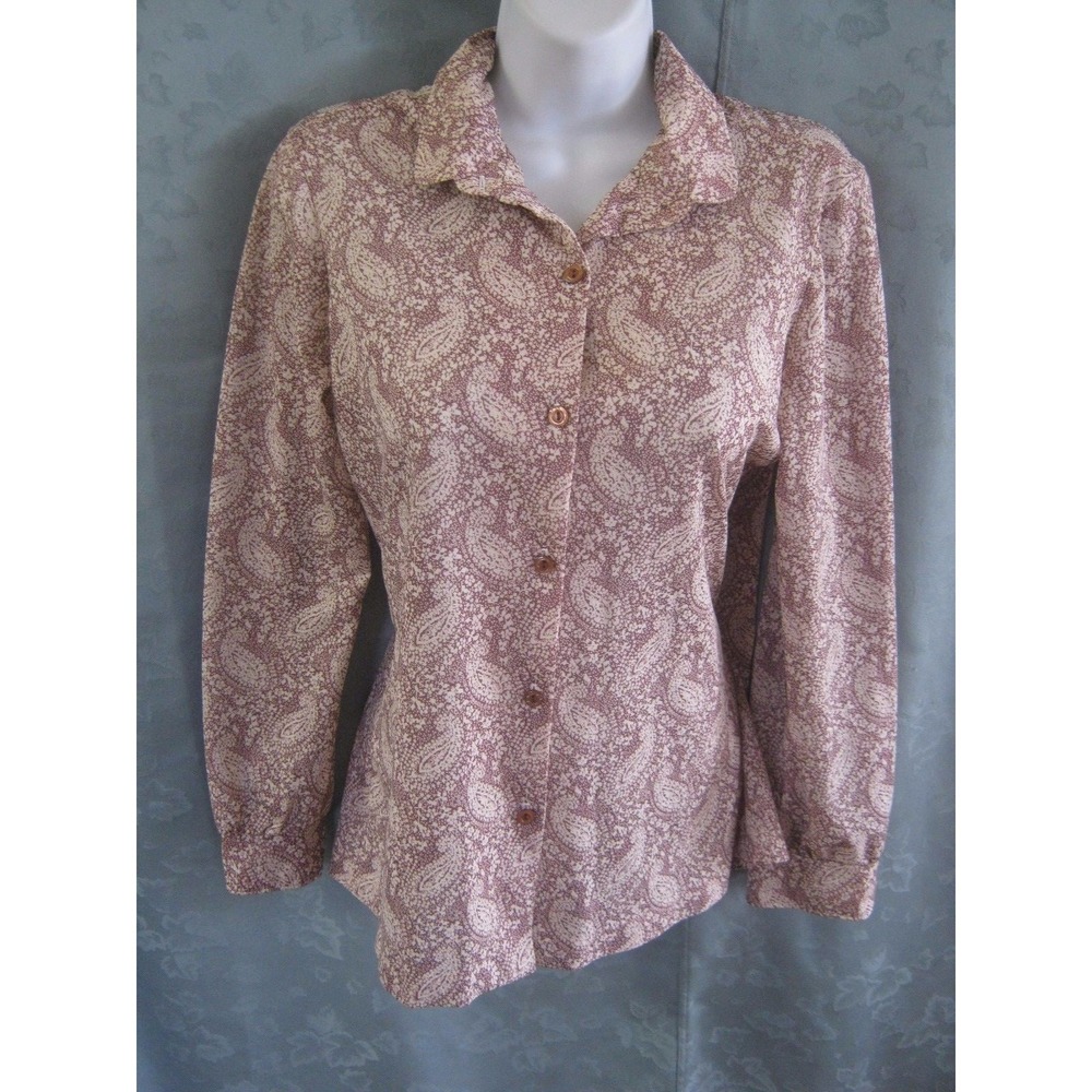Vintage Catalina Blouse Sheer Paisley Print Polyester Hippie